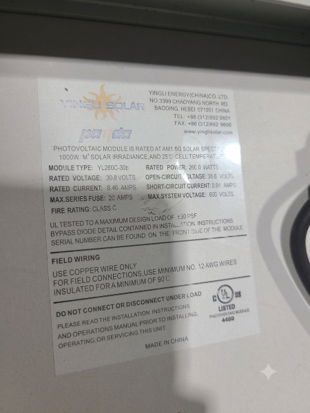 Yingli Solar 260W Monocrystalline Module YL260C-30b Lot of 16
