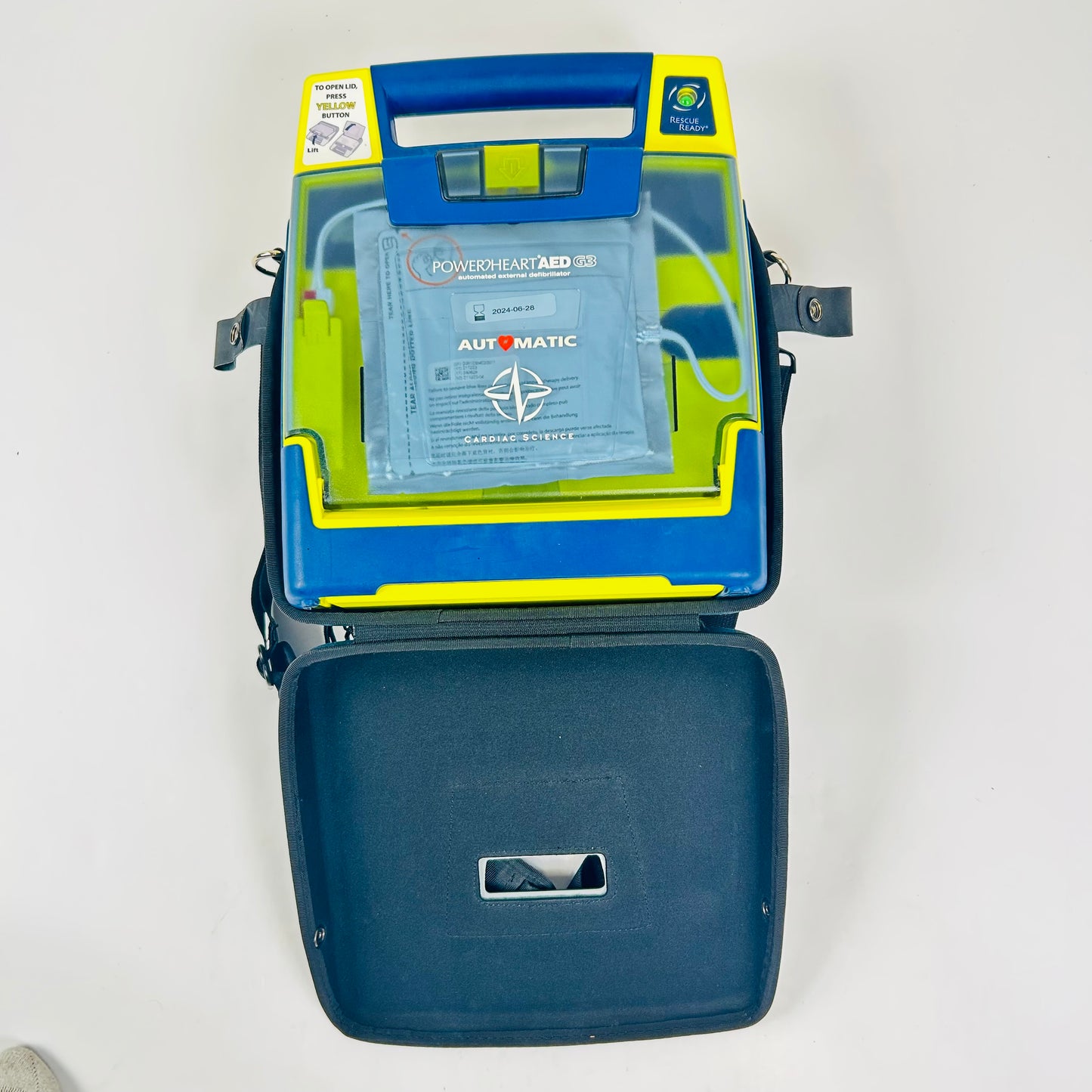 Cardiac Science AED Defibrillator and Box with Battery