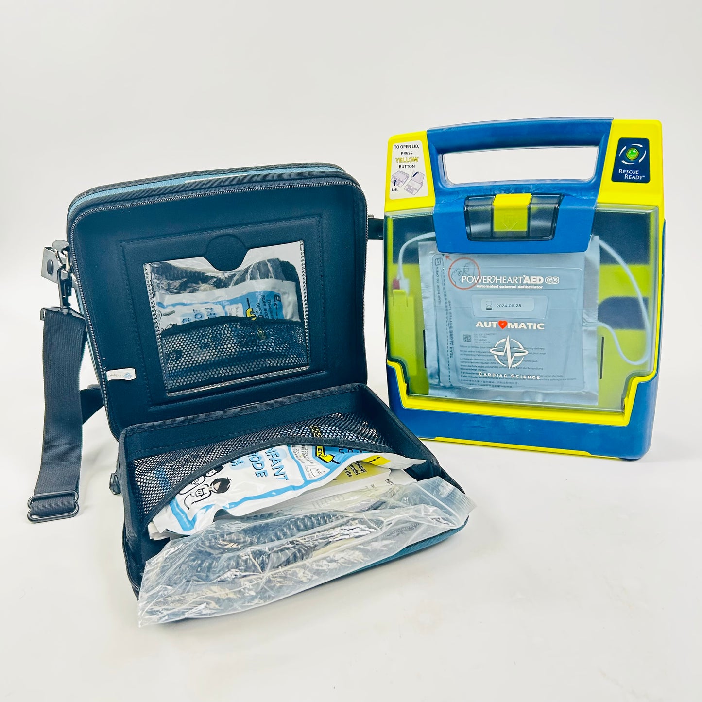 Cardiac Science AED Defibrillator and Box with Battery