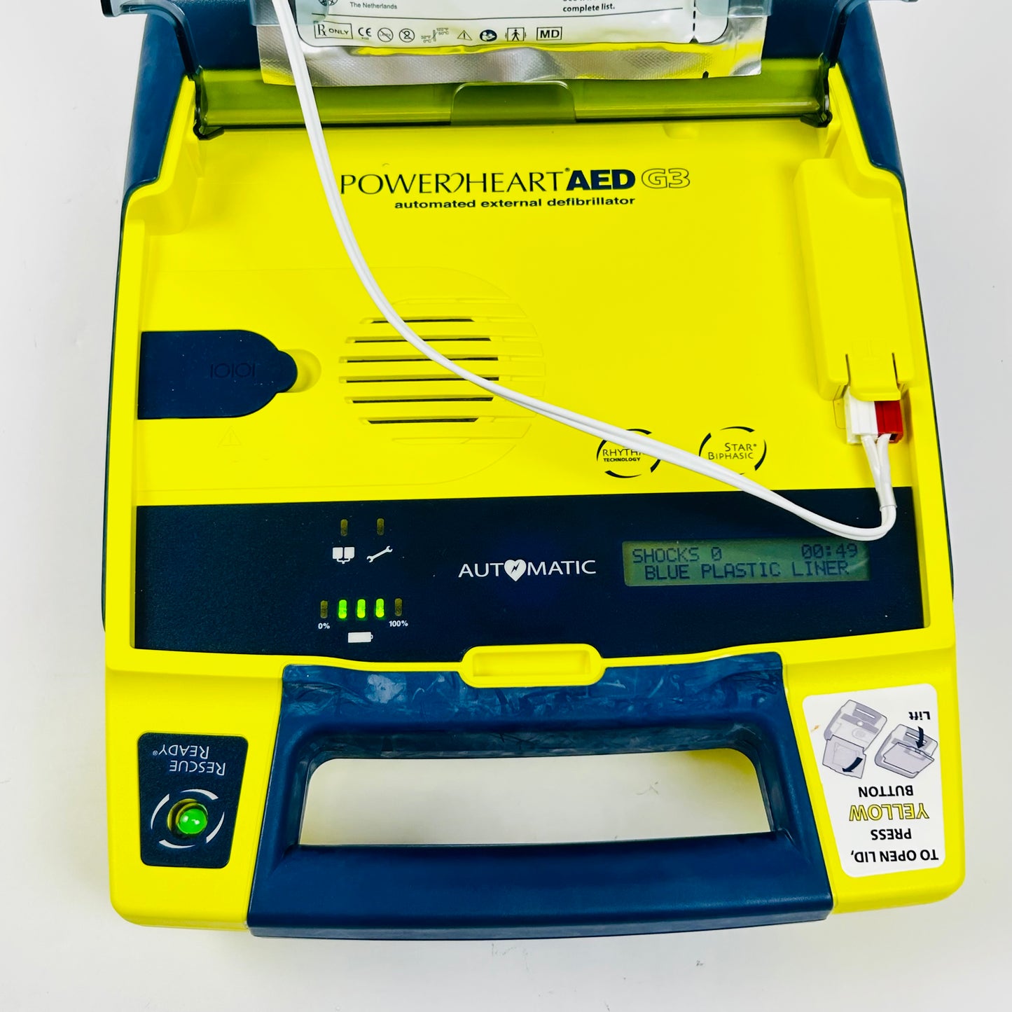 Cardiac Science Defibrillator with Box and battery
