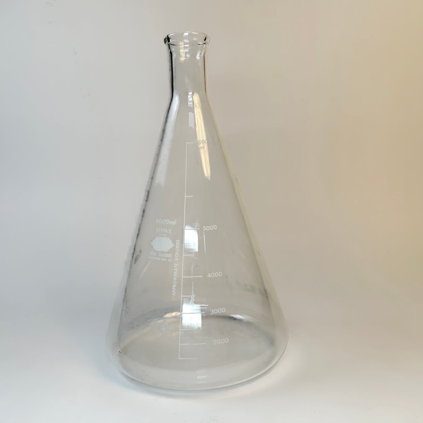 Kimax Erlenmeyer Flask, 6000mL – Narrow Mouth, Heavy-Duty Borosilicate Glass