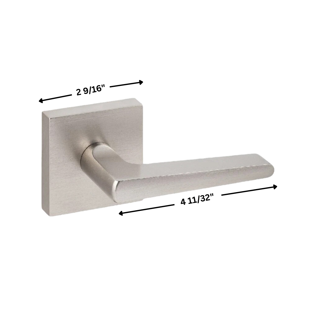 Satin Nickel Passage Door Levers – Square Modern Interior Handles