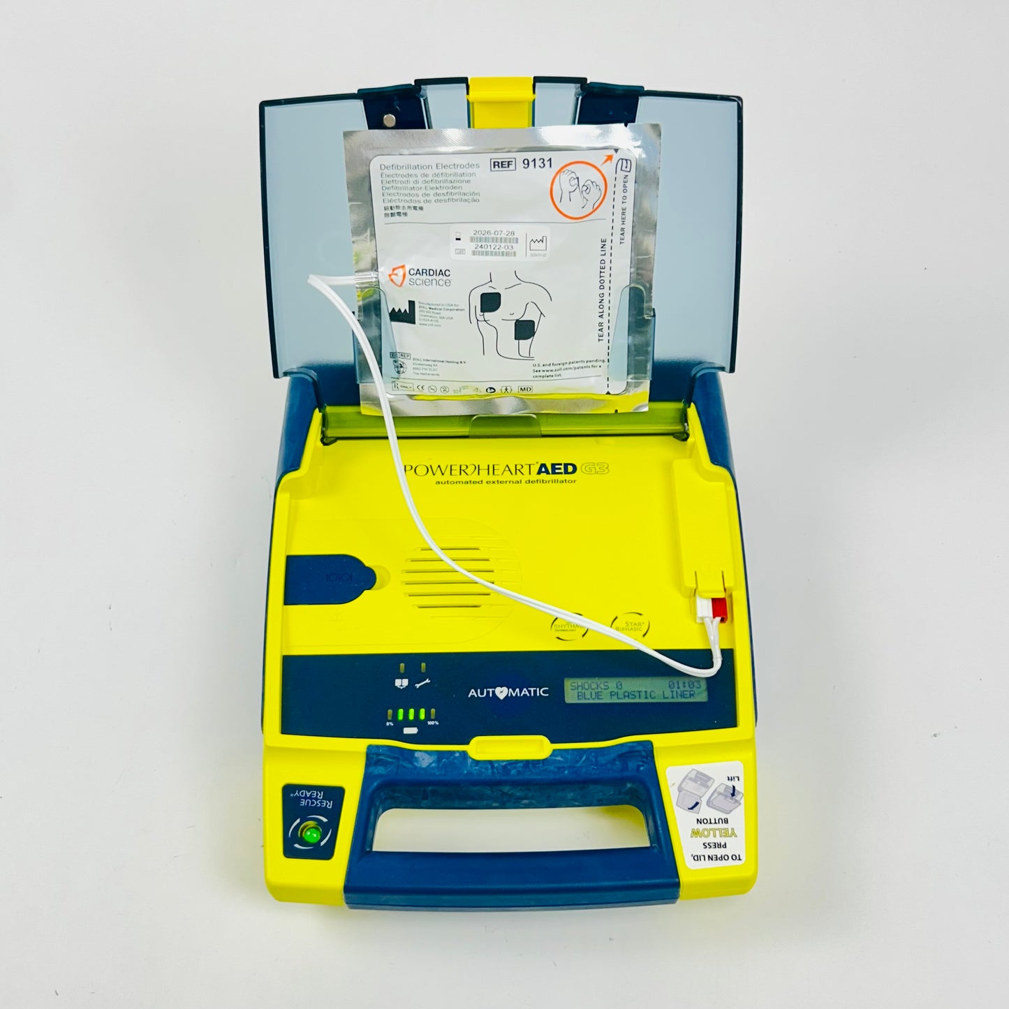 Cardiac Science Defibrillator with Box and battery
