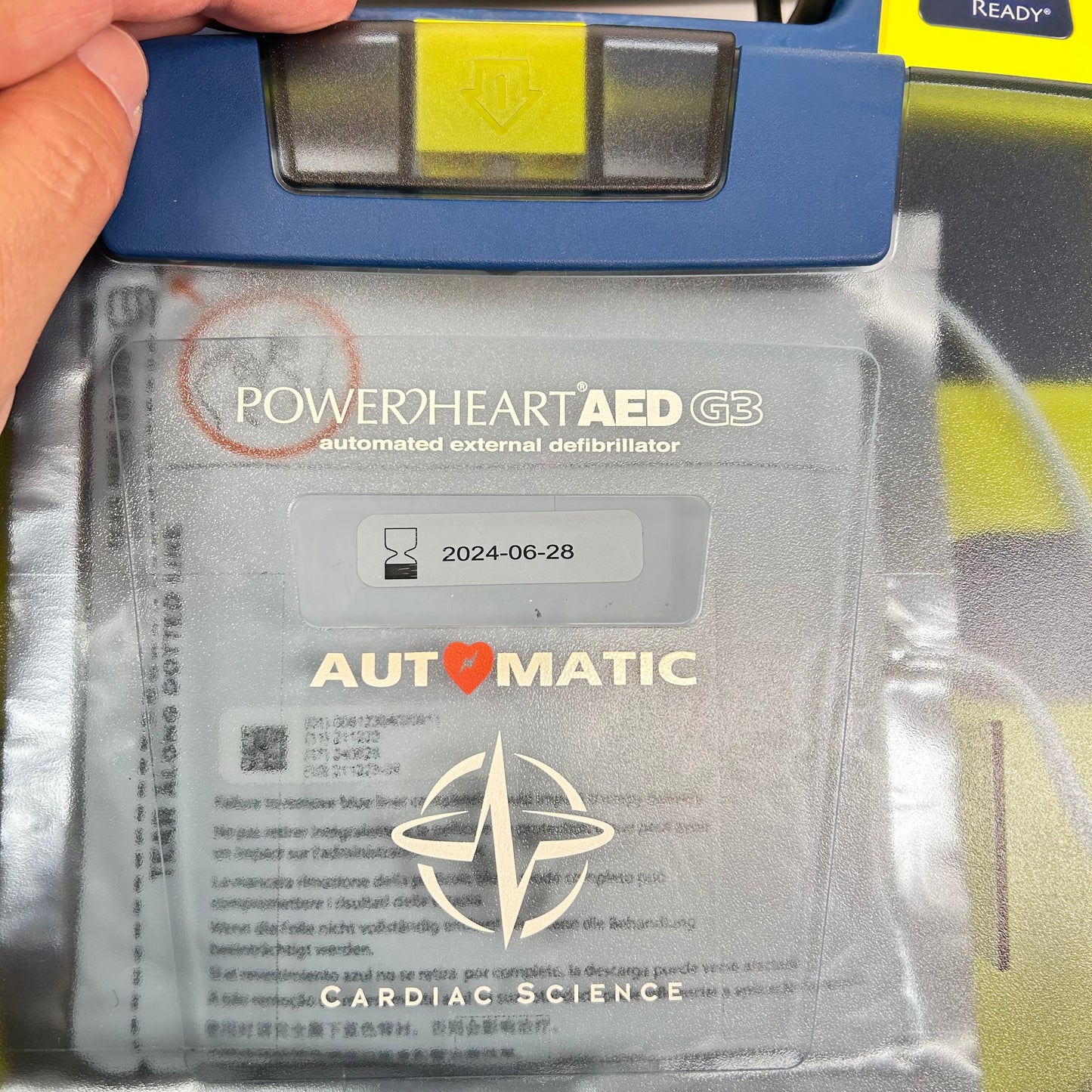 Cardiac Science AED Defibrillator and Box with Battery