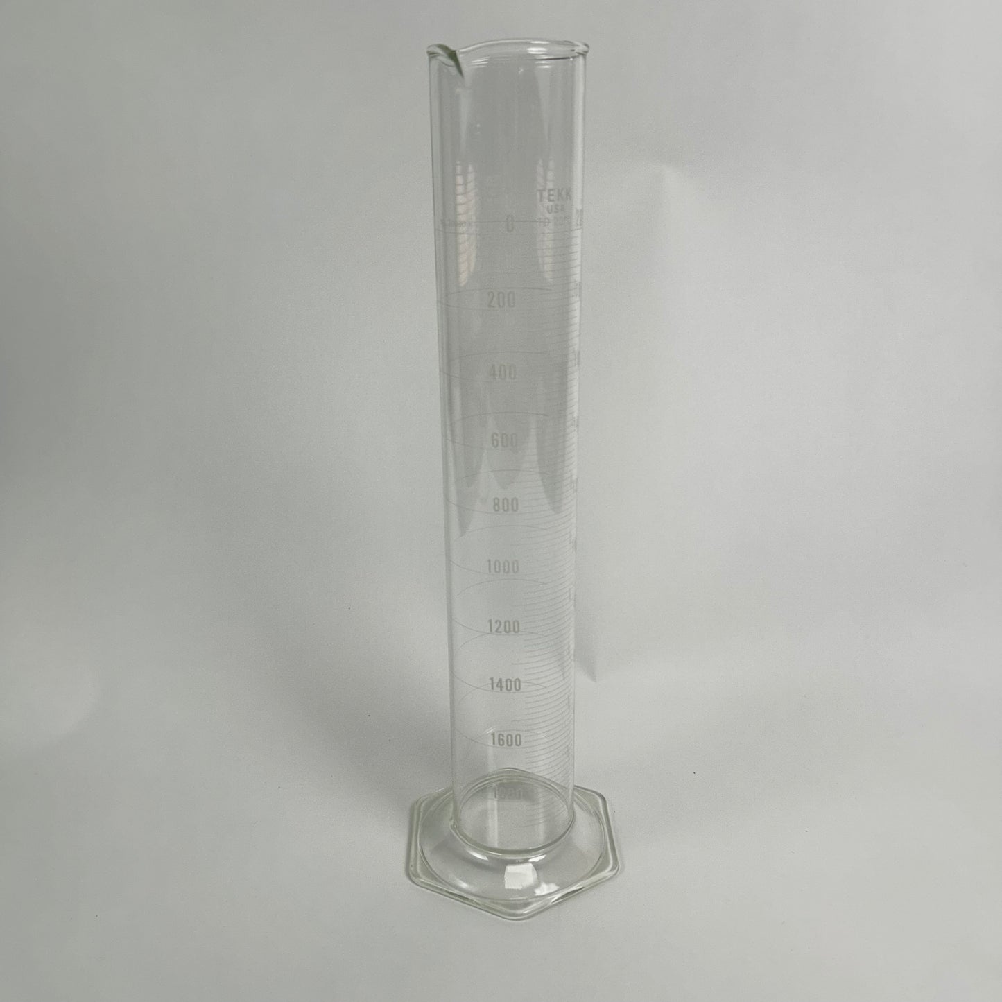 TEKK USA Graduated Cylinder, Class B, with White Double Metric Scale, 2000ml