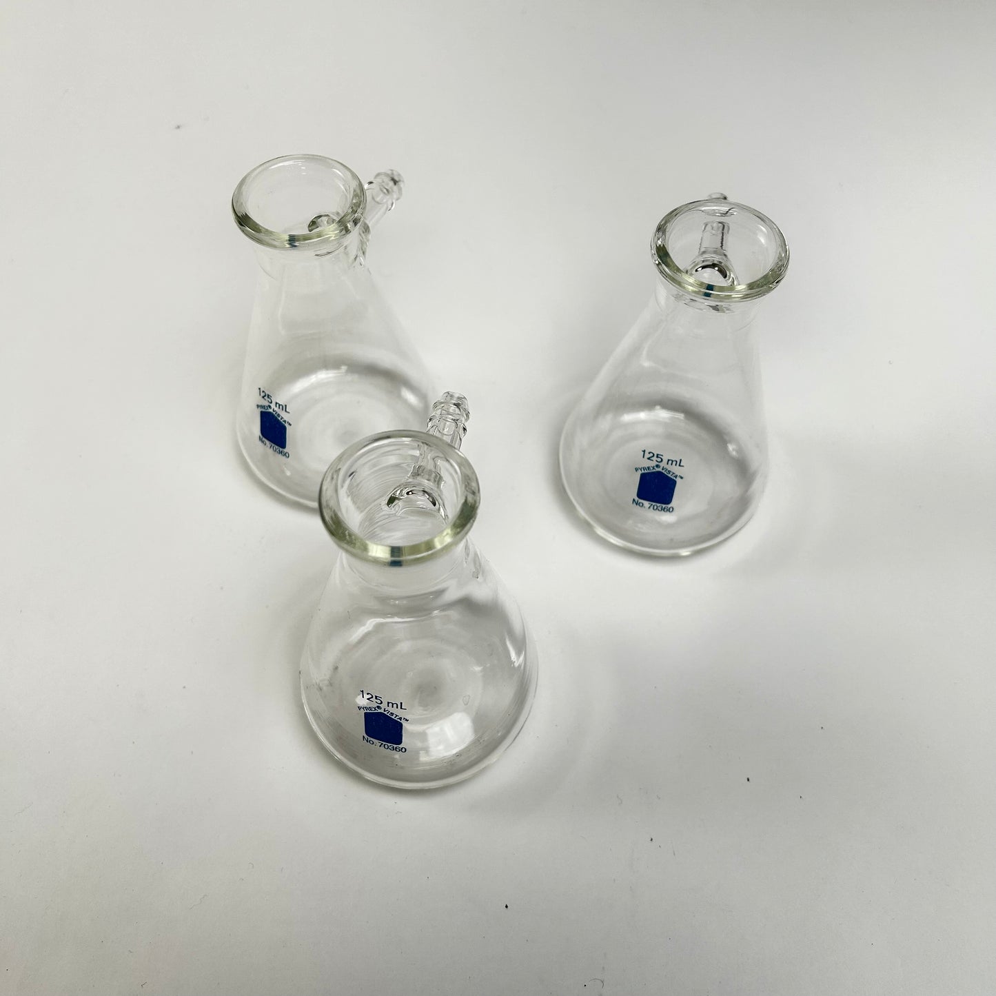 PYREX® VISTA™ 125 mL Micro Filtering Flasks with Sidearm Tubulation Lot of 3