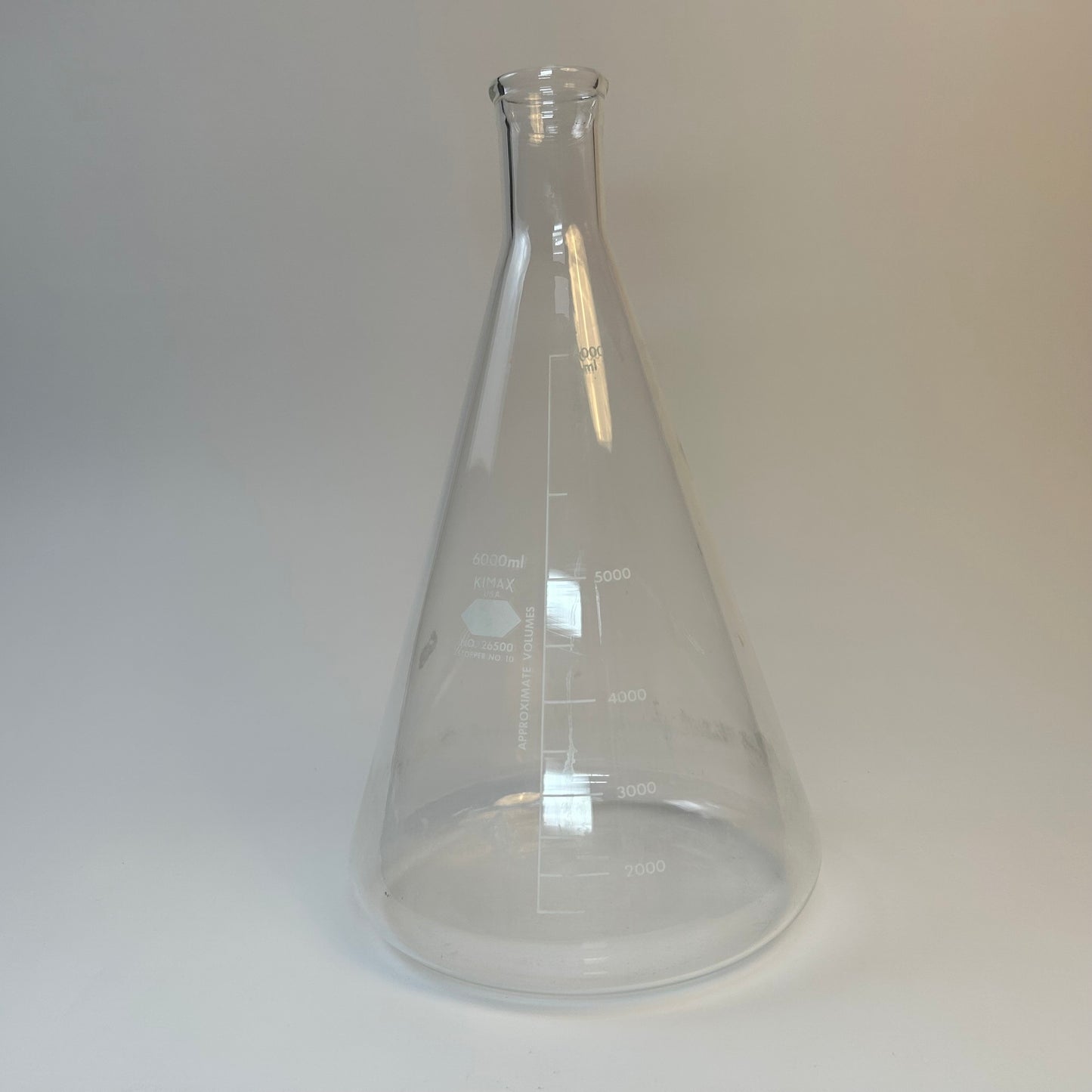 Kimax Erlenmeyer Flask, 6000mL – Narrow Mouth, Heavy-Duty Borosilicate Glass