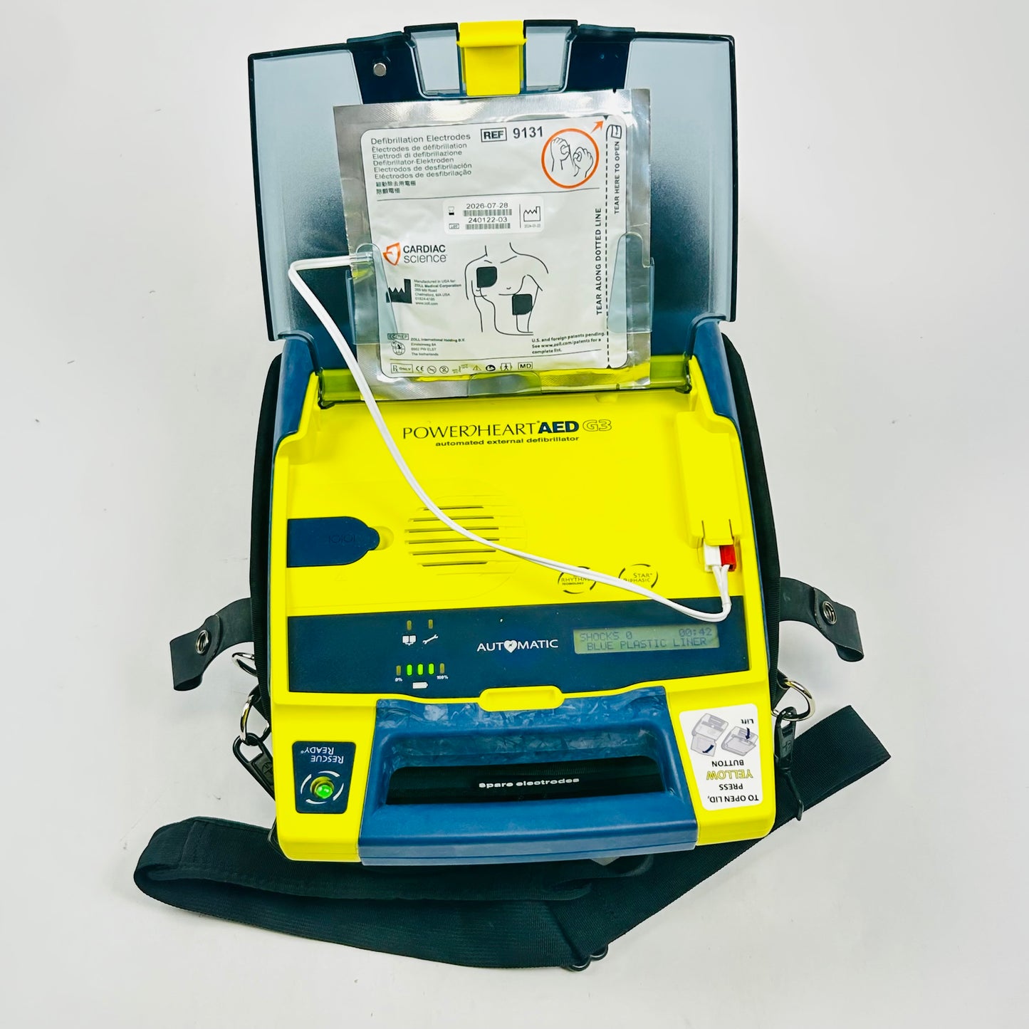 Cardiac Science Defibrillator with Box and battery