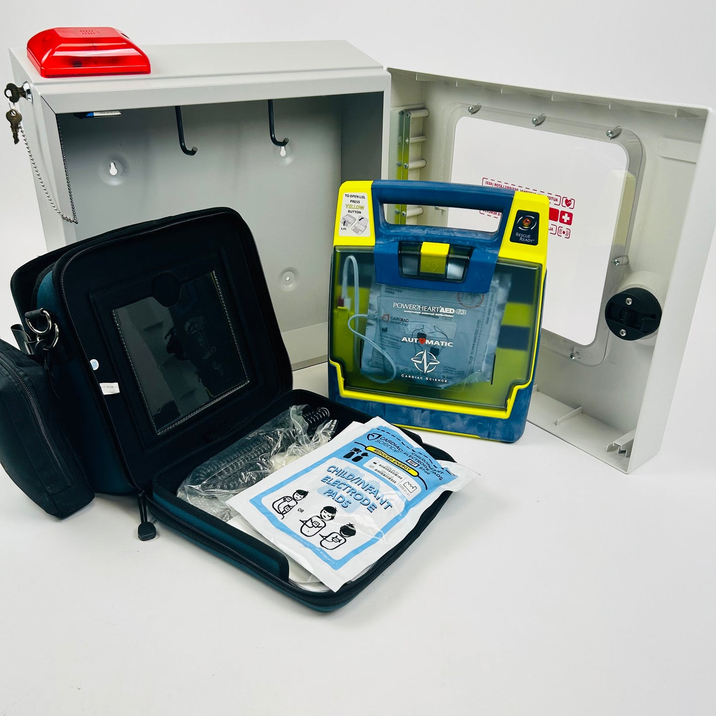 Cardiac Science AED Box and Defibrillator With Low Battery