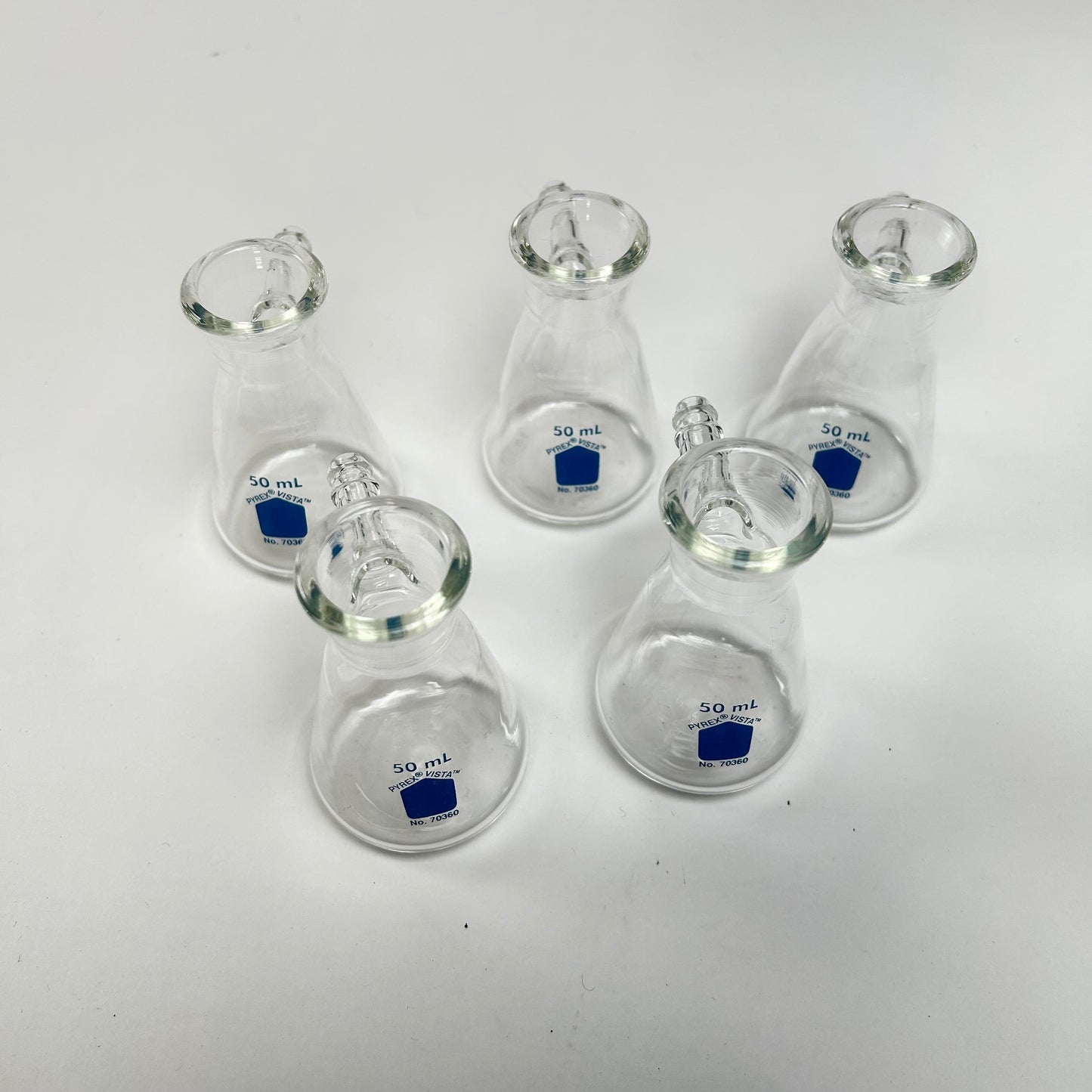 PYREX® VISTA™ 50 mL Micro Filtering Flasks with Sidearm Tubulation Lot of 5