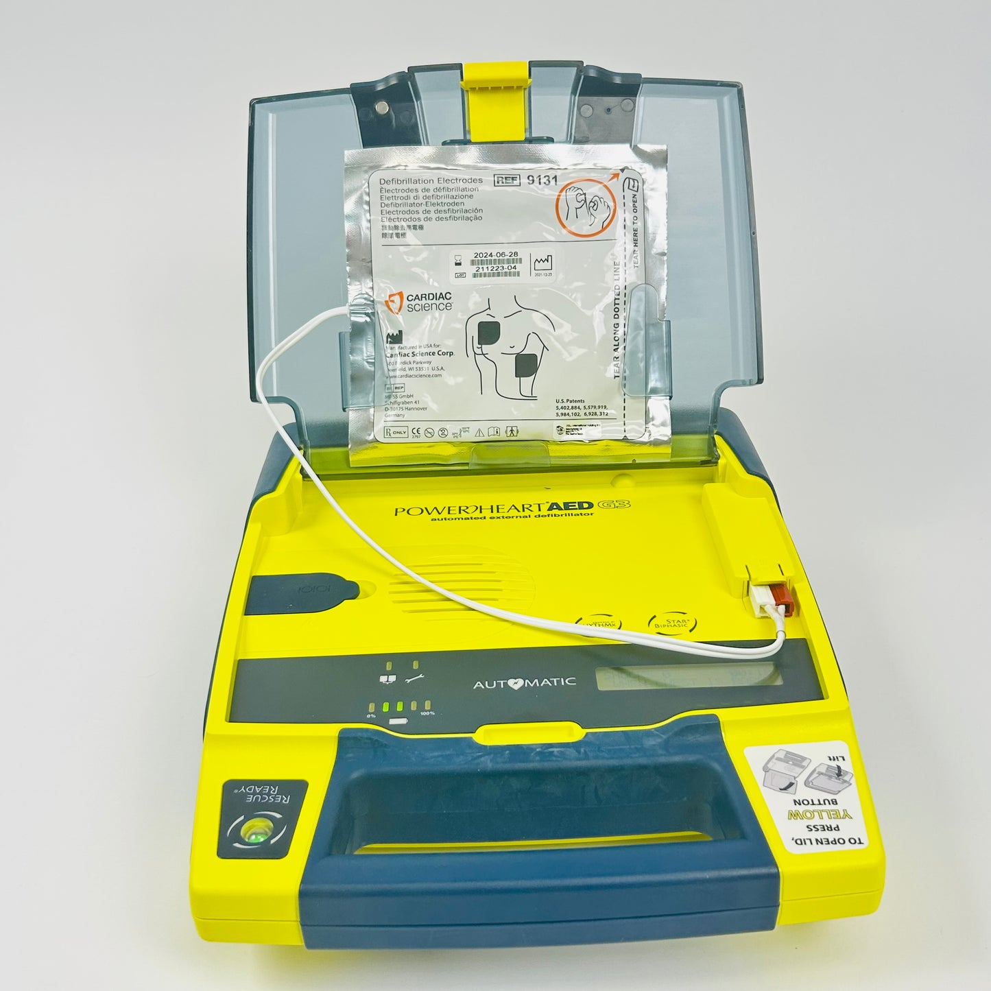 Cardiac Science AED Defibrillator and Box with Battery