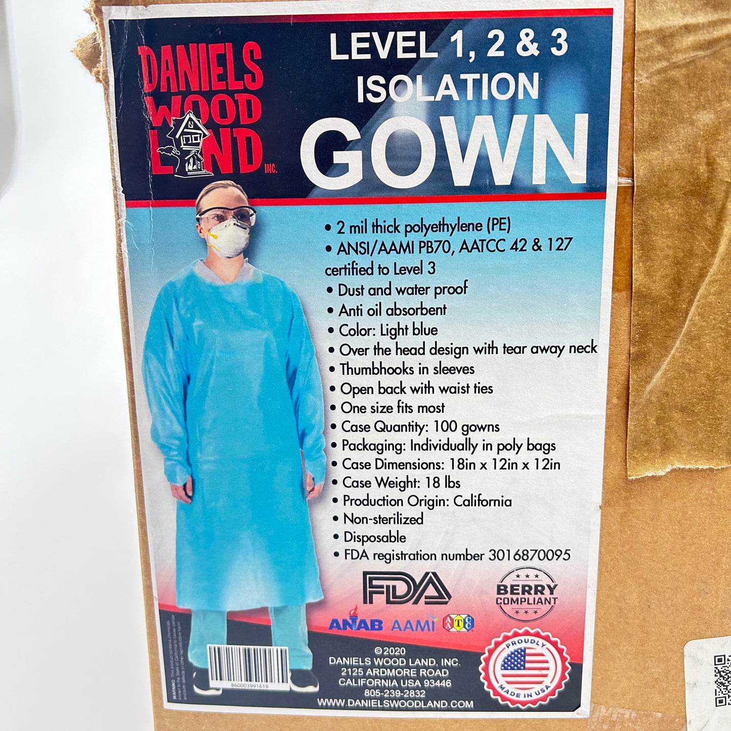 10 PE Gowns Level 1, 2 & 3 Isolation Gown Individually wrapped