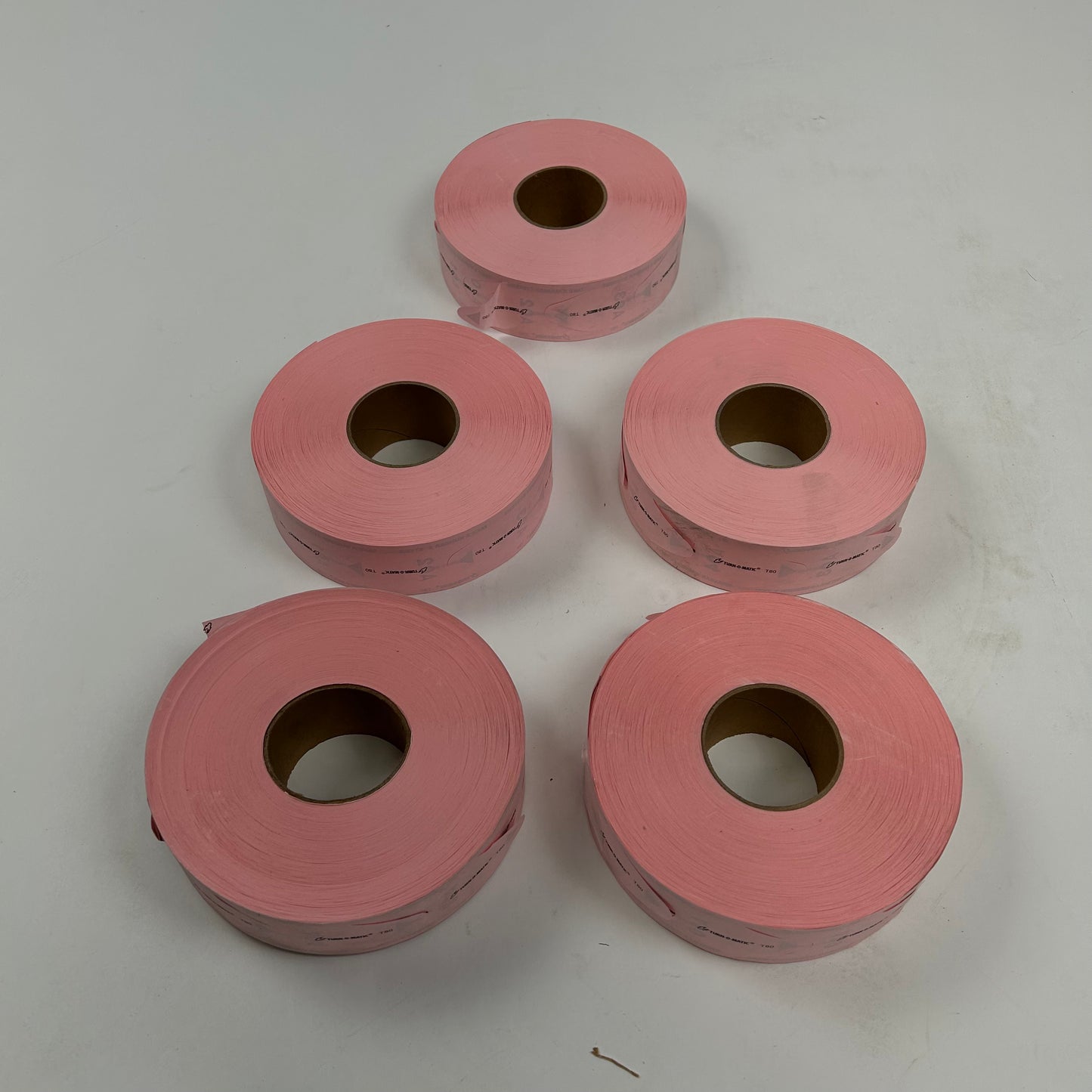 Turn-O-Matic Tickets Pink 5 Rolls Open Package