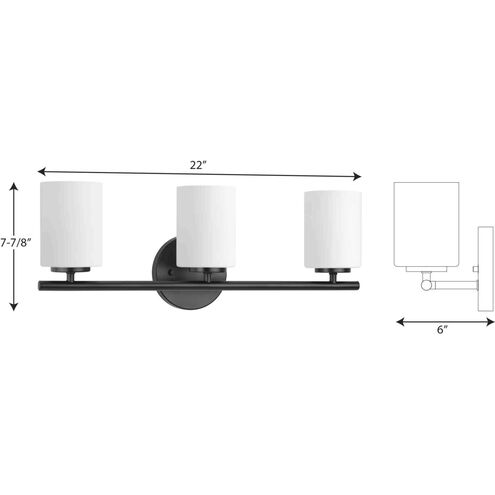 Progress Lighting - Replay Collection 22 in. 3-Light Black Etched Glass Modern Bathroom Vanity Light
