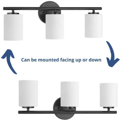 Progress Lighting - Replay Collection 22 in. 3-Light Black Etched Glass Modern Bathroom Vanity Light