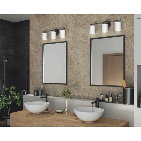 Progress Lighting - Replay Collection 22 in. 3-Light Black Etched Glass Modern Bathroom Vanity Light