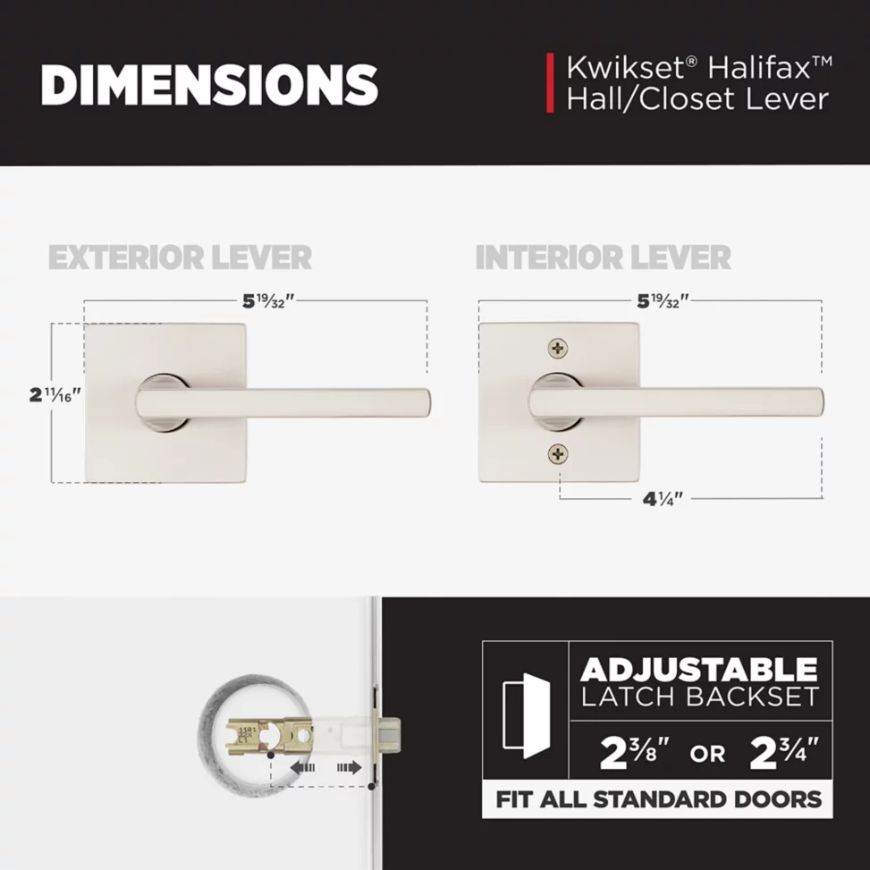 Kwikset Halifax Passage Door Lever Set Satin Nickel 720HFLSQT-15