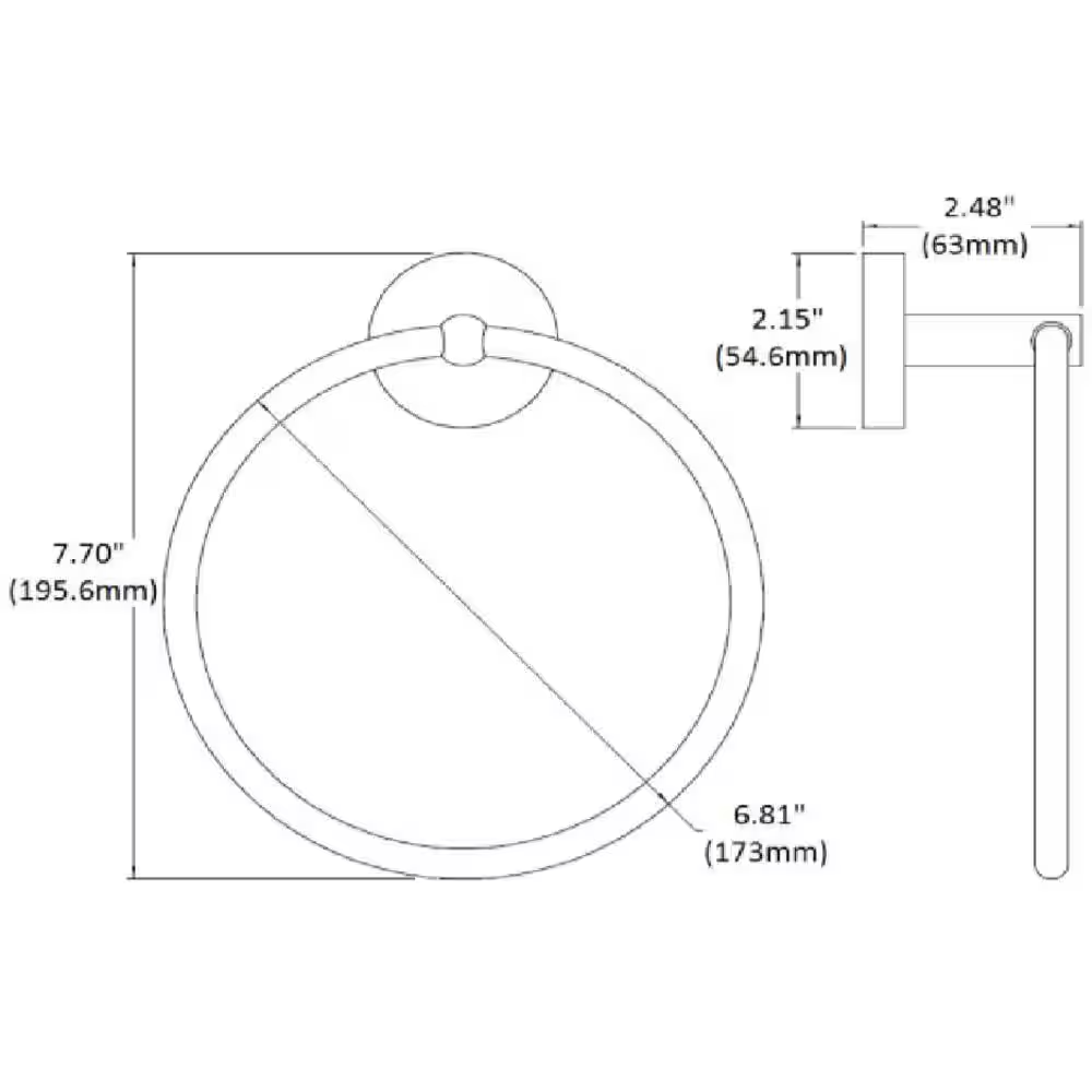 The Design House Calisto Graz Towel Ring in Satin Nickel