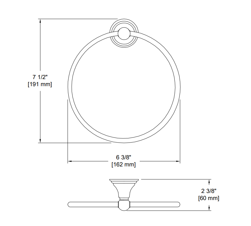 Harney Alexandria Towel Ring Satin Nickel