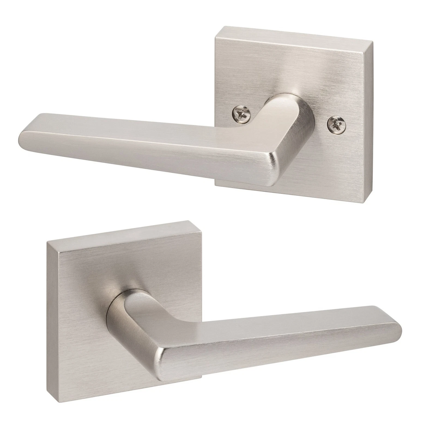 Satin Nickel Passage Door Levers – Square Modern Interior Handles