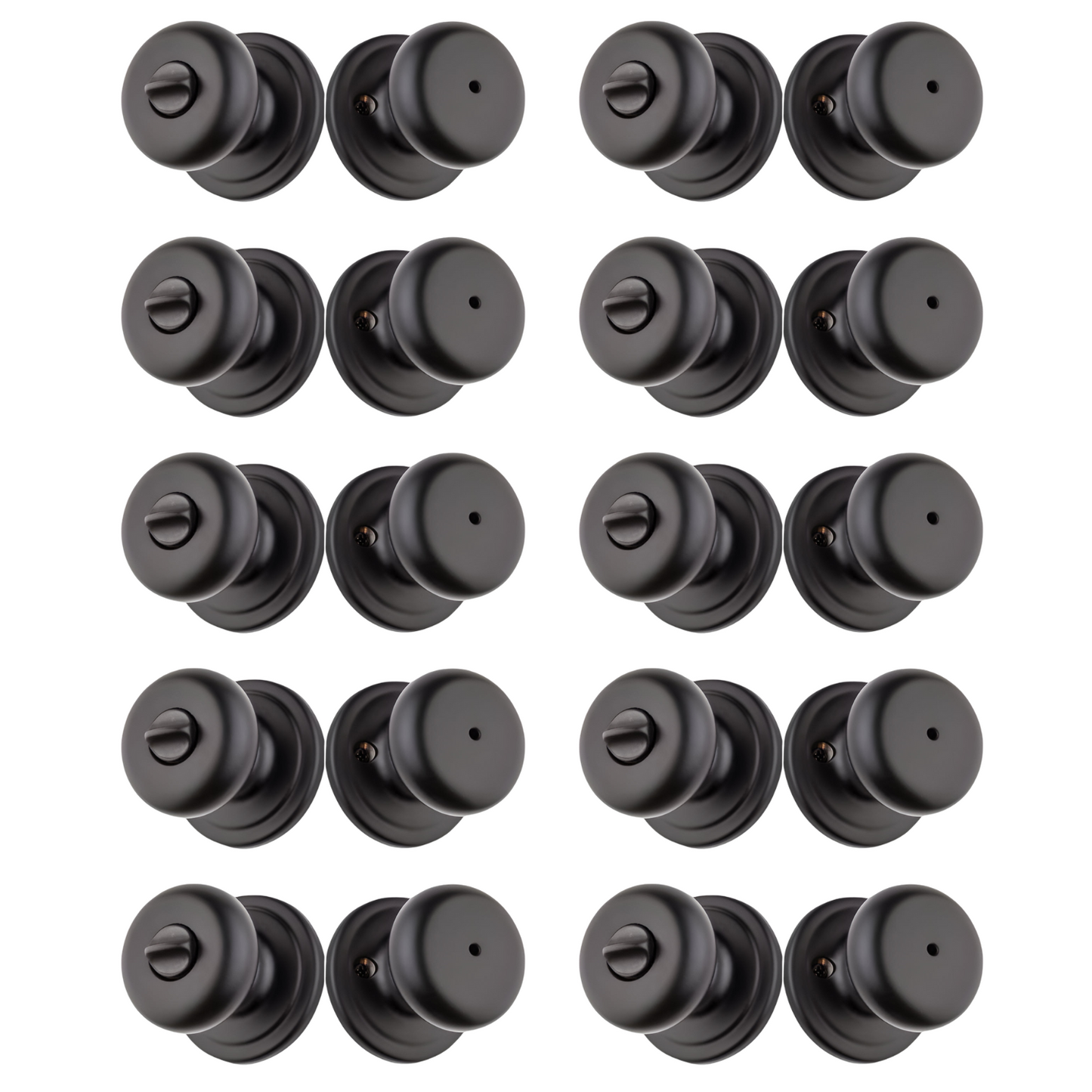 10 Pack Kwikset Signature Series Hancock Matte Black Interior Privacy Door Knob