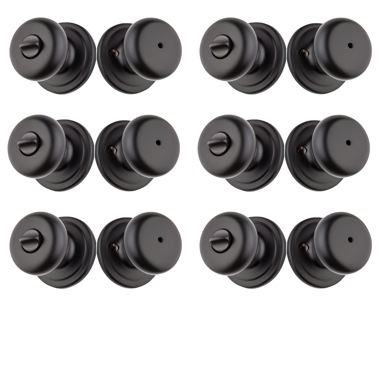 6 Pack Kwikset Signature Series Hancock Matte Black Interior Privacy Door Knob