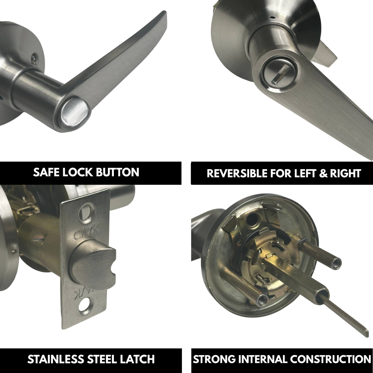 10 Pack Brushed Nickel Door Handles Privacy Door Levers, Heavy Duty Bath/Bedroom