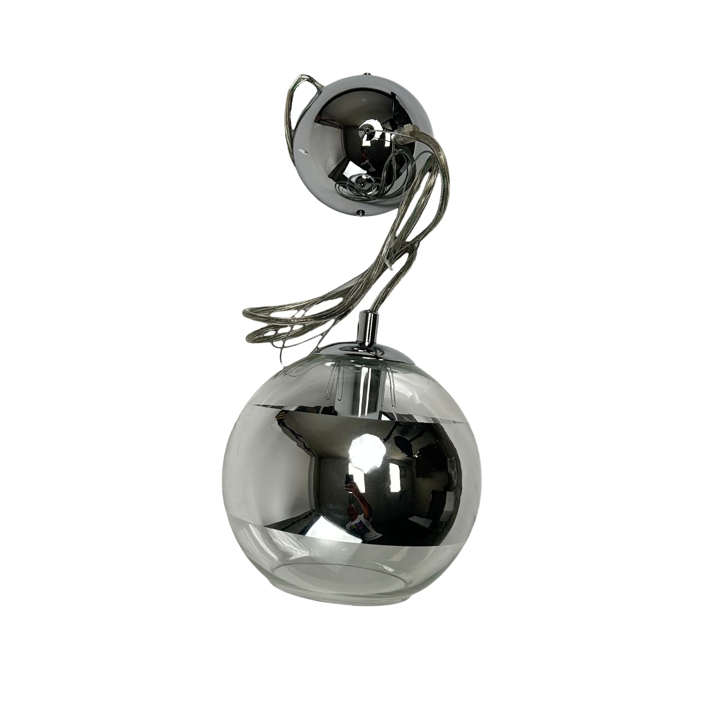 Glass Globe Pendant Lamp, Silver Glass Ball Pendant Light Minimalist