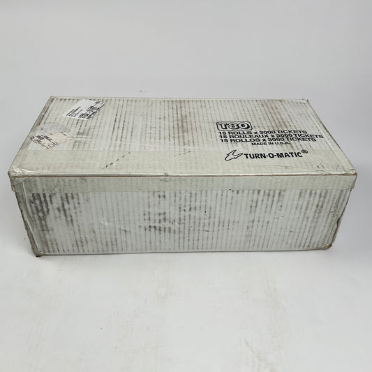 Turn-O-Matic T80 White Tickets case of 15 rolls
