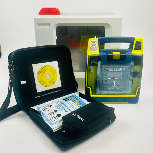 Cardiac Science Defibrillator with Box and battery
