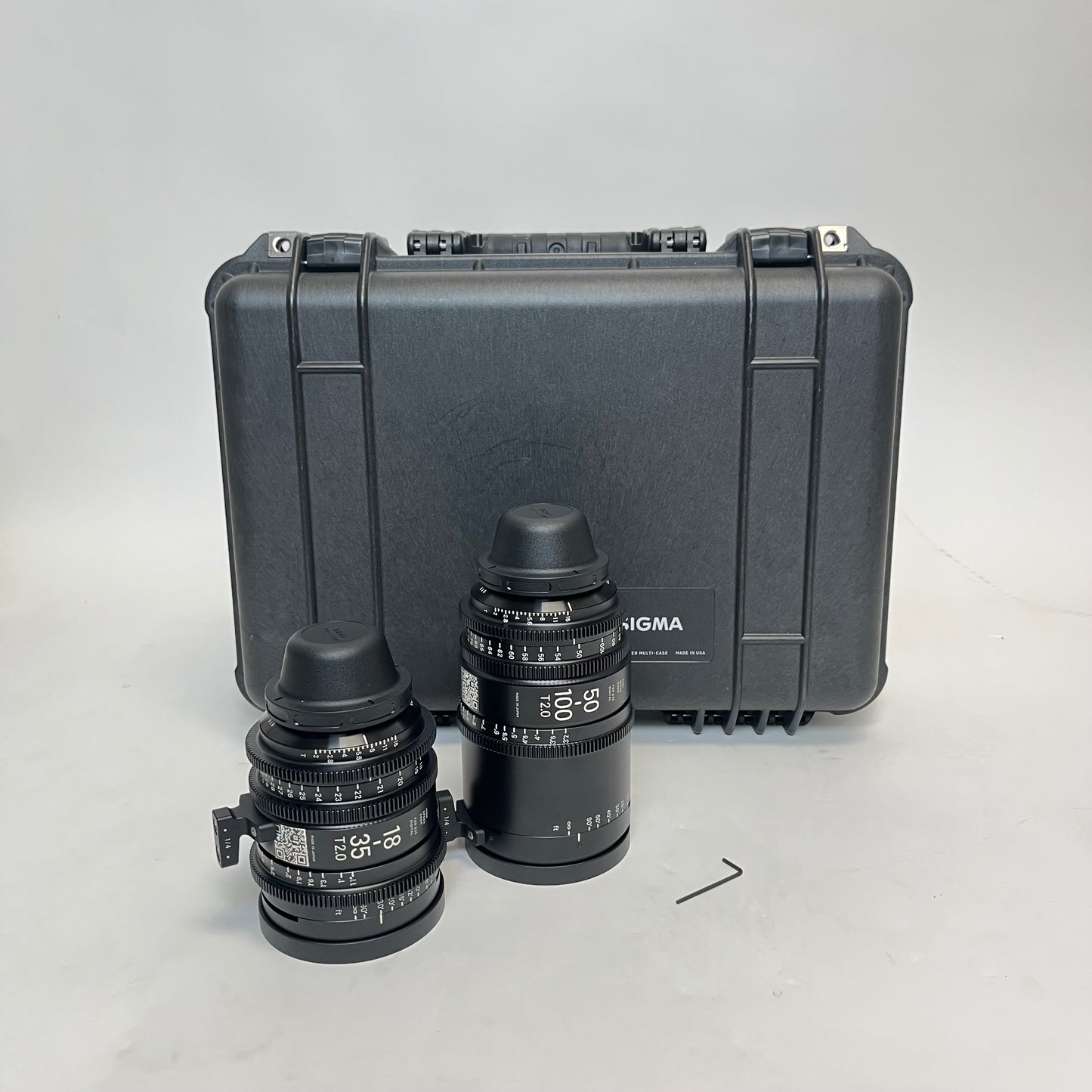 Sigma Cine 18-35mm T2.0 and 50-100mm T2.0 cinema zoom with pelican case
