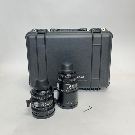 Sigma Cine 18-35mm T2.0 and 50-100mm T2.0 cinema zoom with pelican case