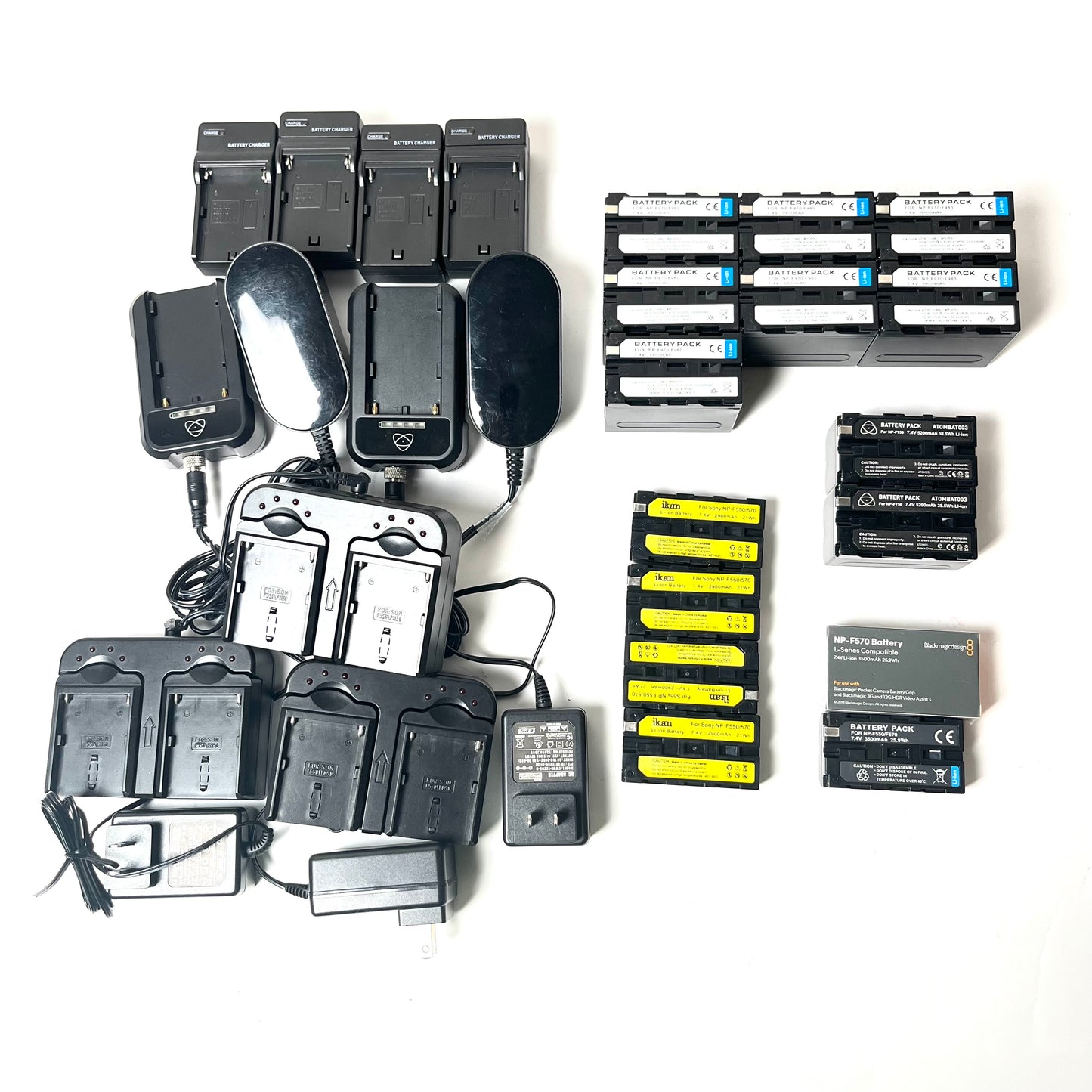 Bulk Lot For Sony NP-F970, NP-F550 Lithium-Ion Batteries with Dual Chargers