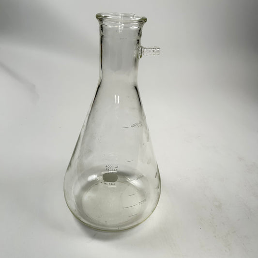 PYREX 5340 Filtering Flask, 4000mL – Heavy-Wall Borosilicate Glass, 24/40 Sidearm, top rim chipped