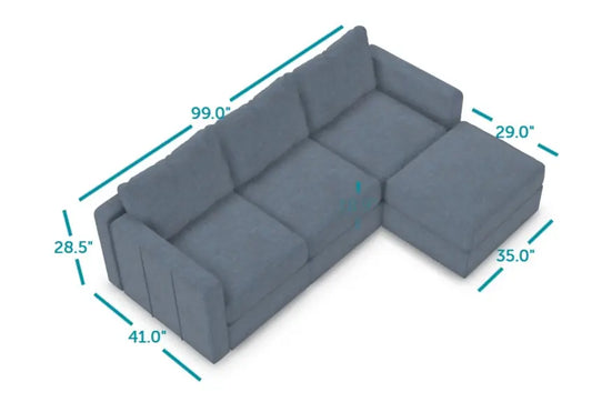 Vintage Blue Chenille Lovesoft Sactional Couch by Lovesac