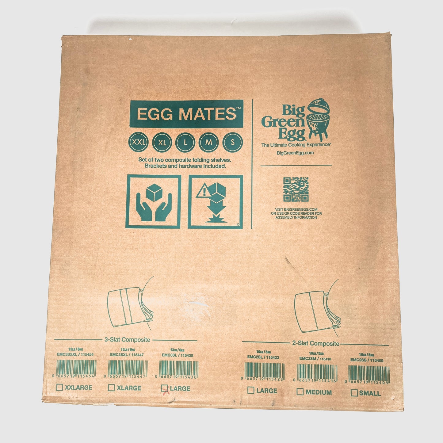 Large Big Green Egg Composite Side Shelves Folding Egg Mates Pair