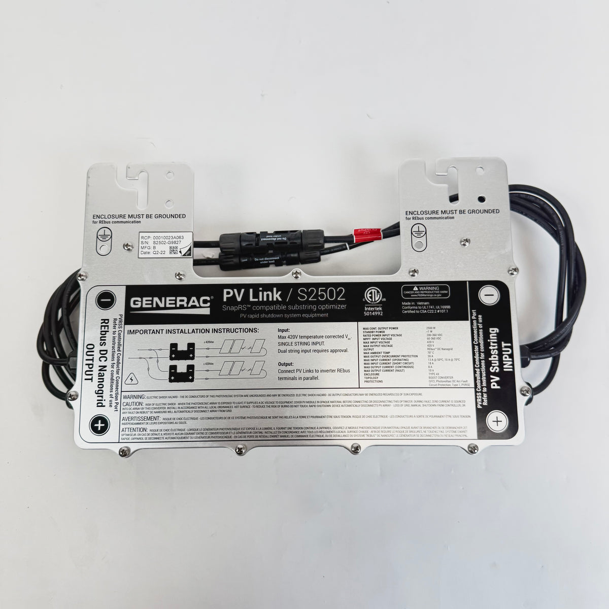 Generac PWRcell PV Link Solar Optimizer S2502 Brand New