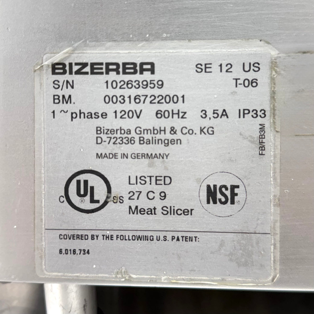 Bizerba SE12 US Manual Commercial Meat & Deli Slicer Grocery Restaurant