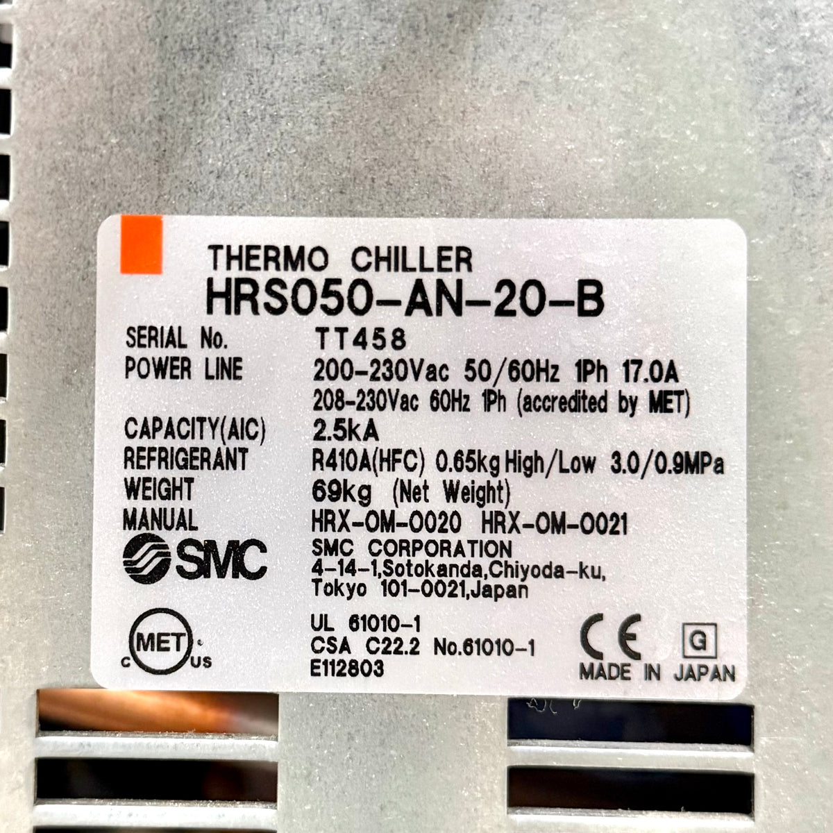 SMC Thermo-Chiller HRS050-AN-20-B – Industrial Recirculating Temperature Control System