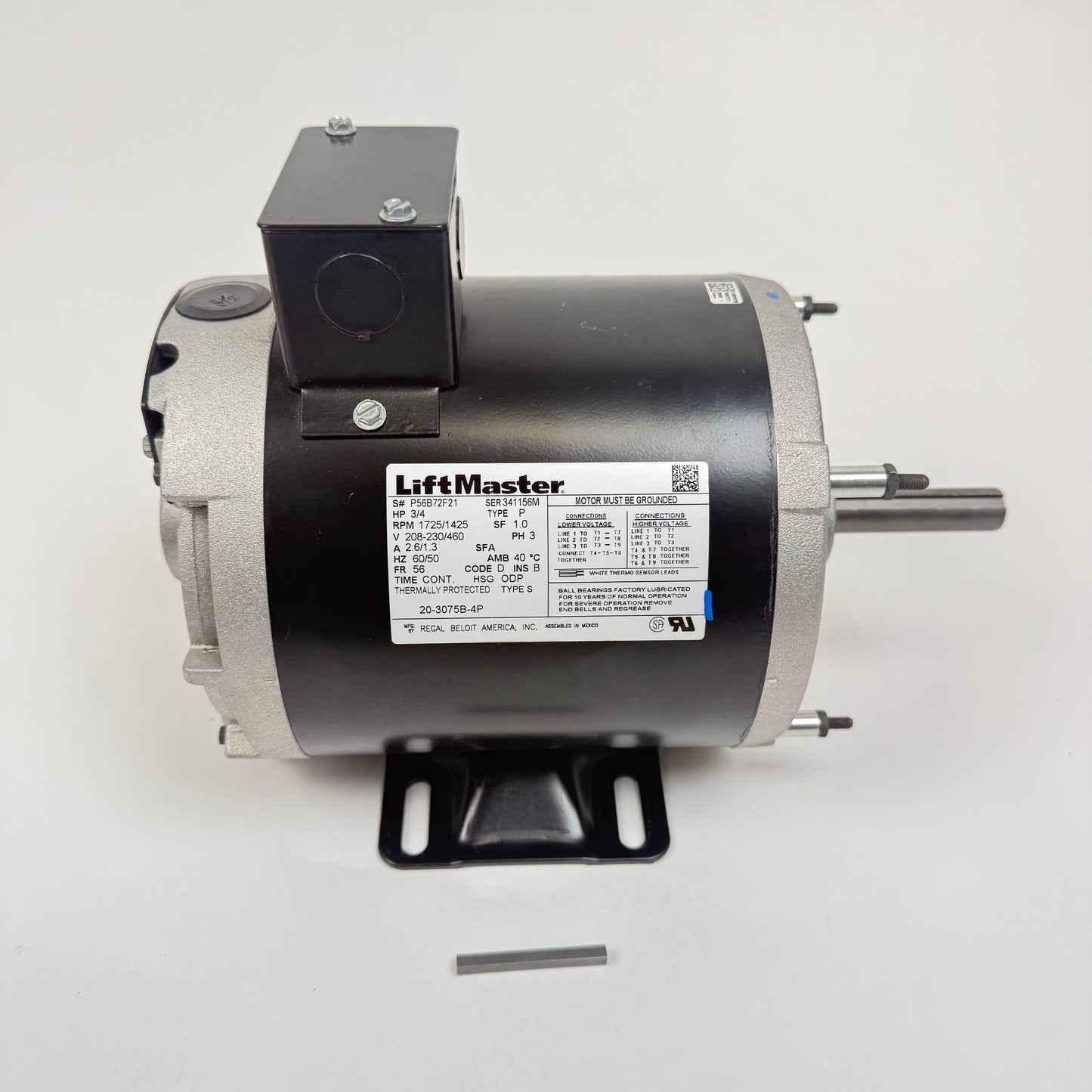 LiftMaster K20-3075B-4P 3/4 HP 3- Phase 230/460V Industrial Motor