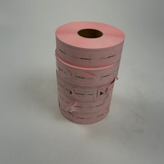 Turn-O-Matic Tickets Pink 5 Rolls Open Package