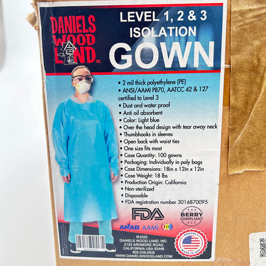 10 PE Gowns Level 1, 2 & 3 Isolation Gown Individually wrapped