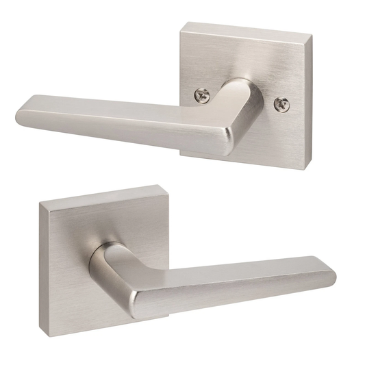 Satin Nickel Passage Door Levers – Square Modern Interior Handles