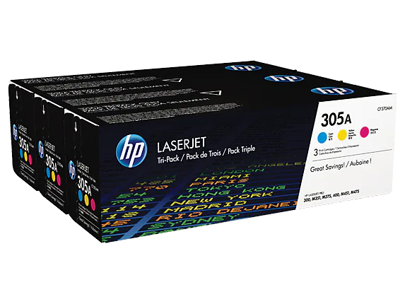 HP 305A 3-Pack Cyan/Magenta/Yellow Toner factory sealed brand new