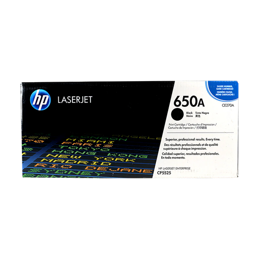 Genuine HP 650A Black LaserJet Toner Cartridge OEM High Yield Printer Supply