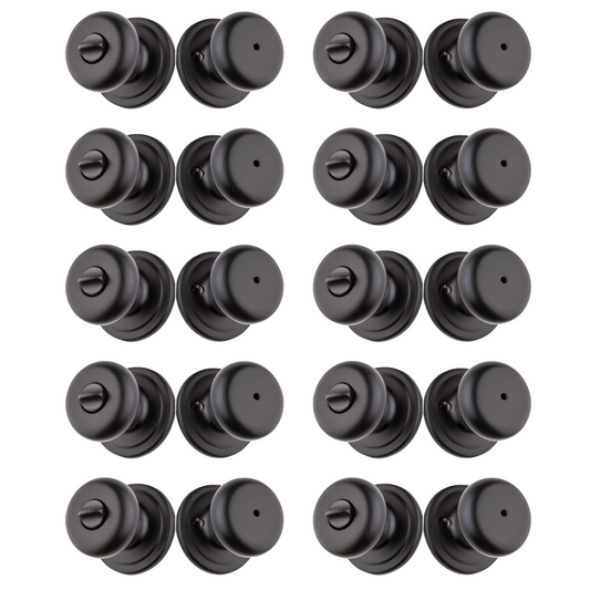 10 Pack Kwikset Signature Series Hancock Matte Black Interior Privacy Door Knob