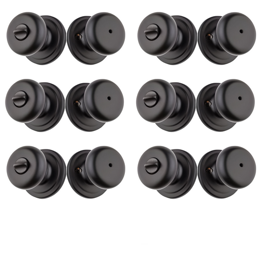 6 Pack Kwikset Signature Series Hancock Matte Black Interior Privacy Door Knob