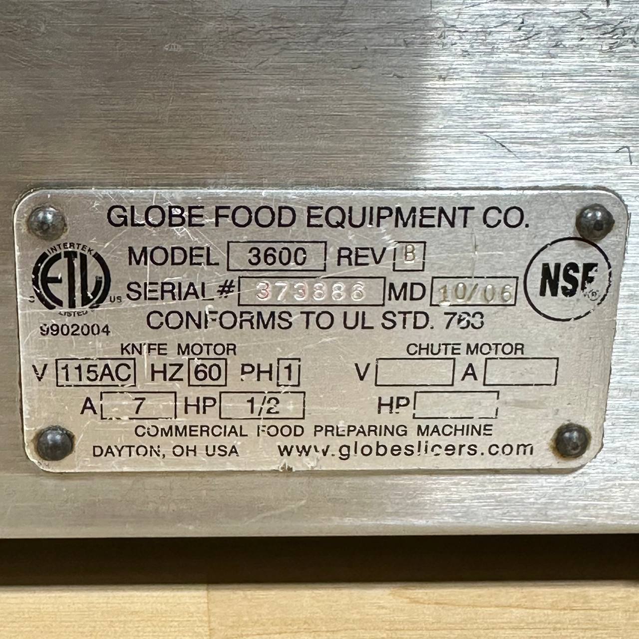 Globe Meat Slicer with attached sharpener