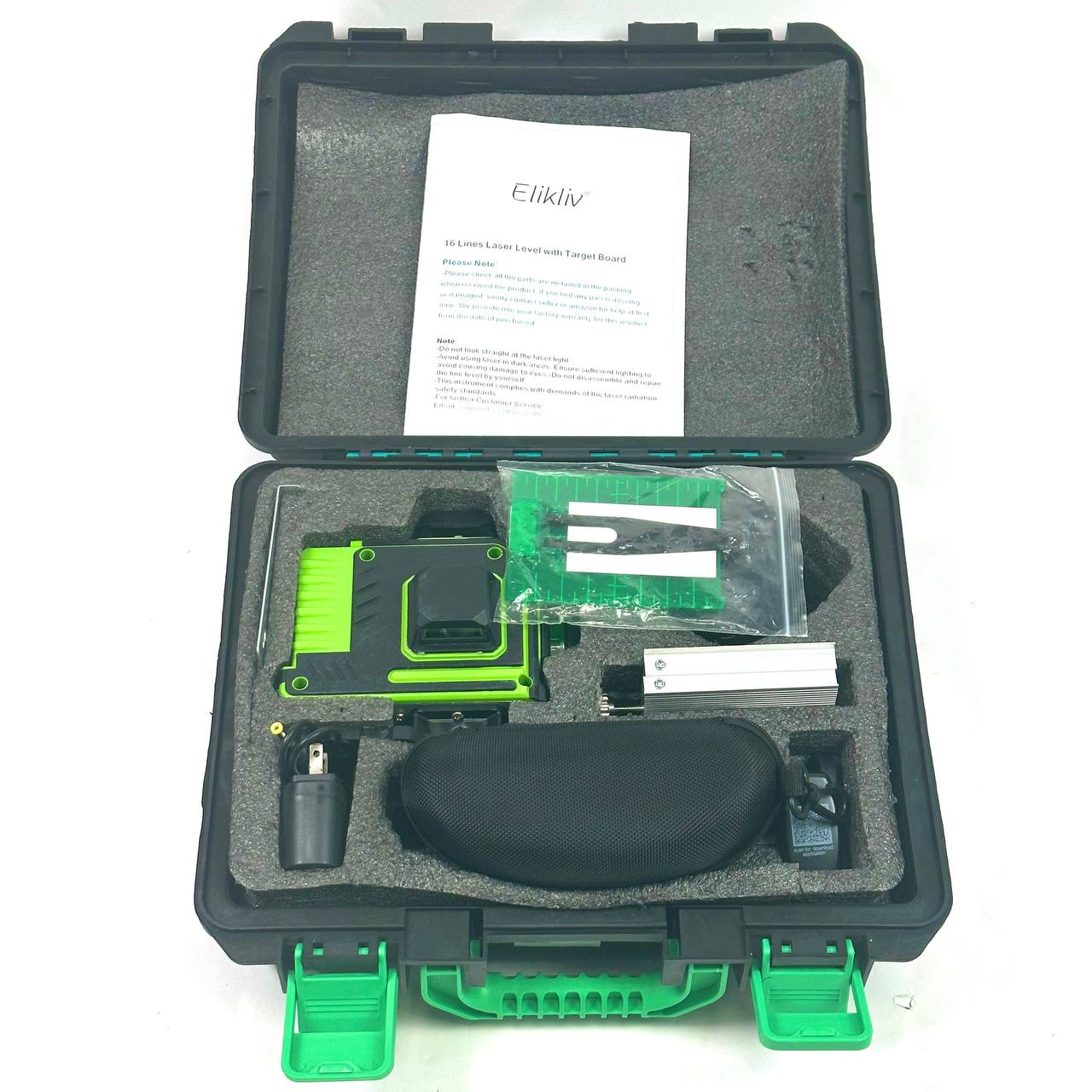 Elikliv Laser Level and Protective Eyeglasses with two batteries and remote