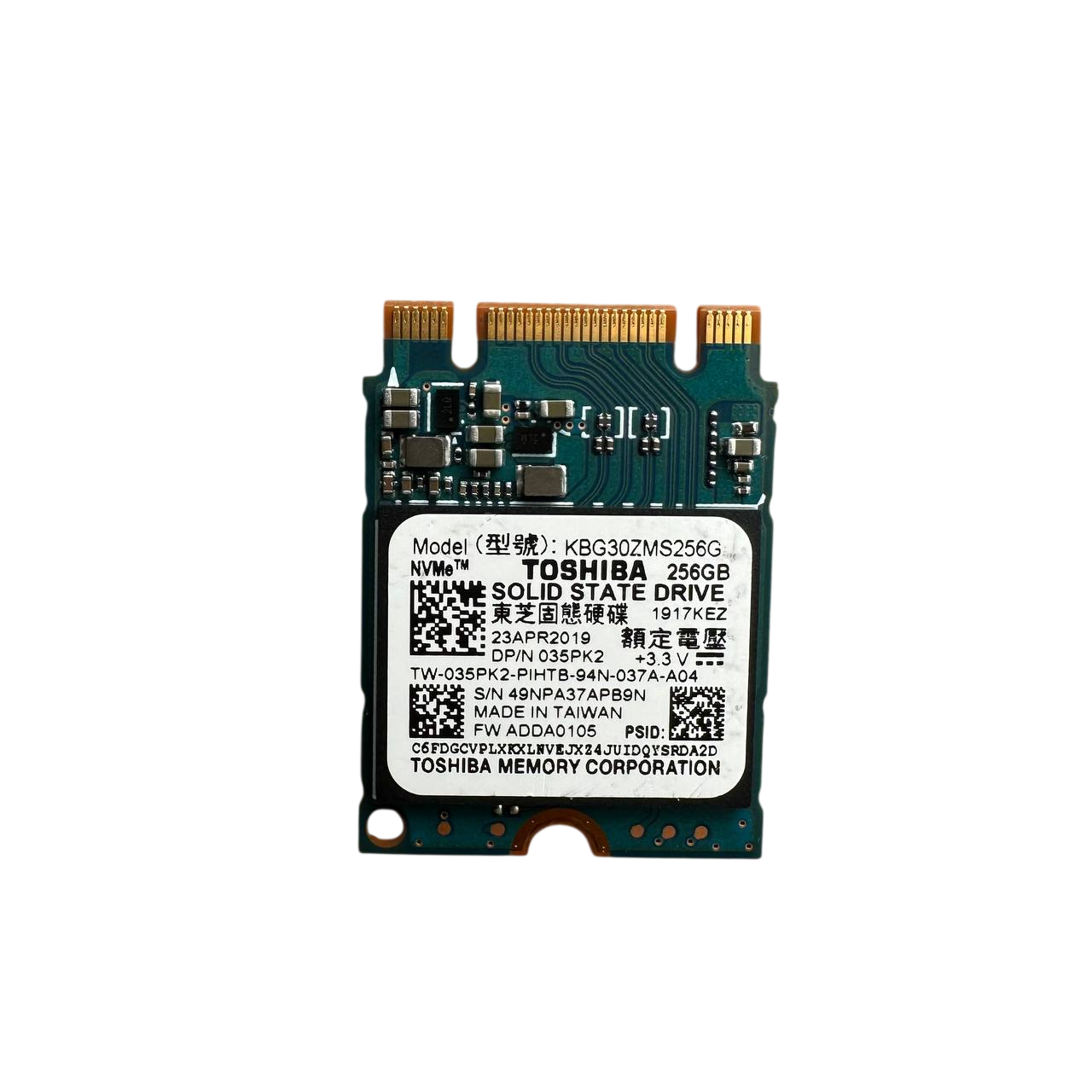 Toshiba M.2 2230 NVme 256GB SSD (KBG30ZMS256G)